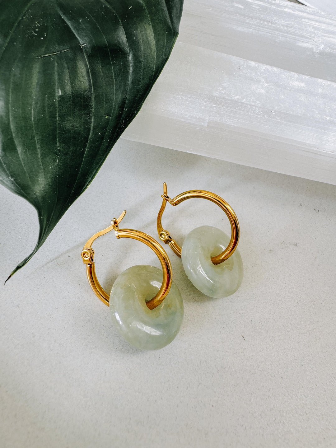 Jade Lucky Loop Hoops