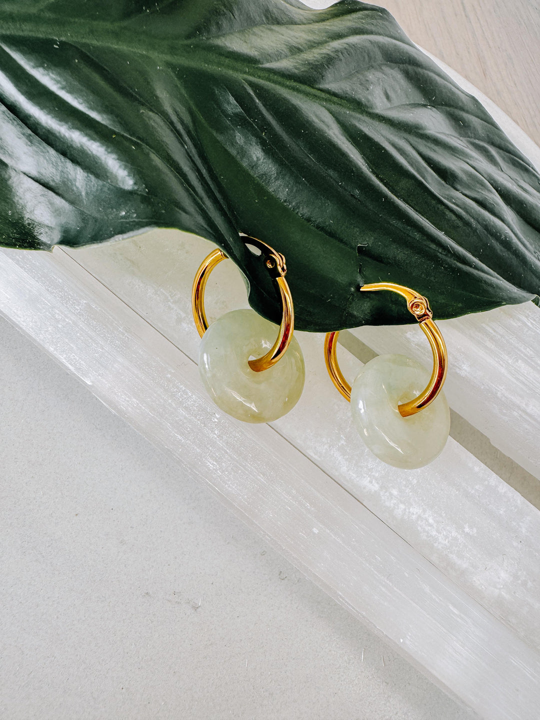 Jade Lucky Loop Hoops