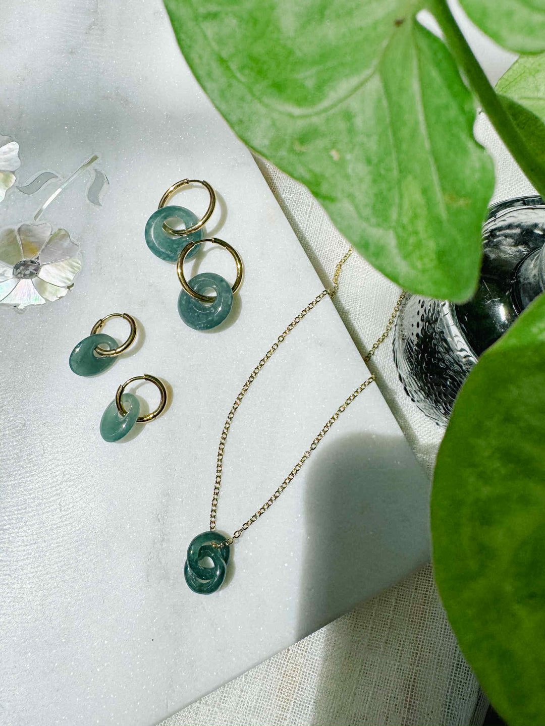 Jade Round Hoop Earrings