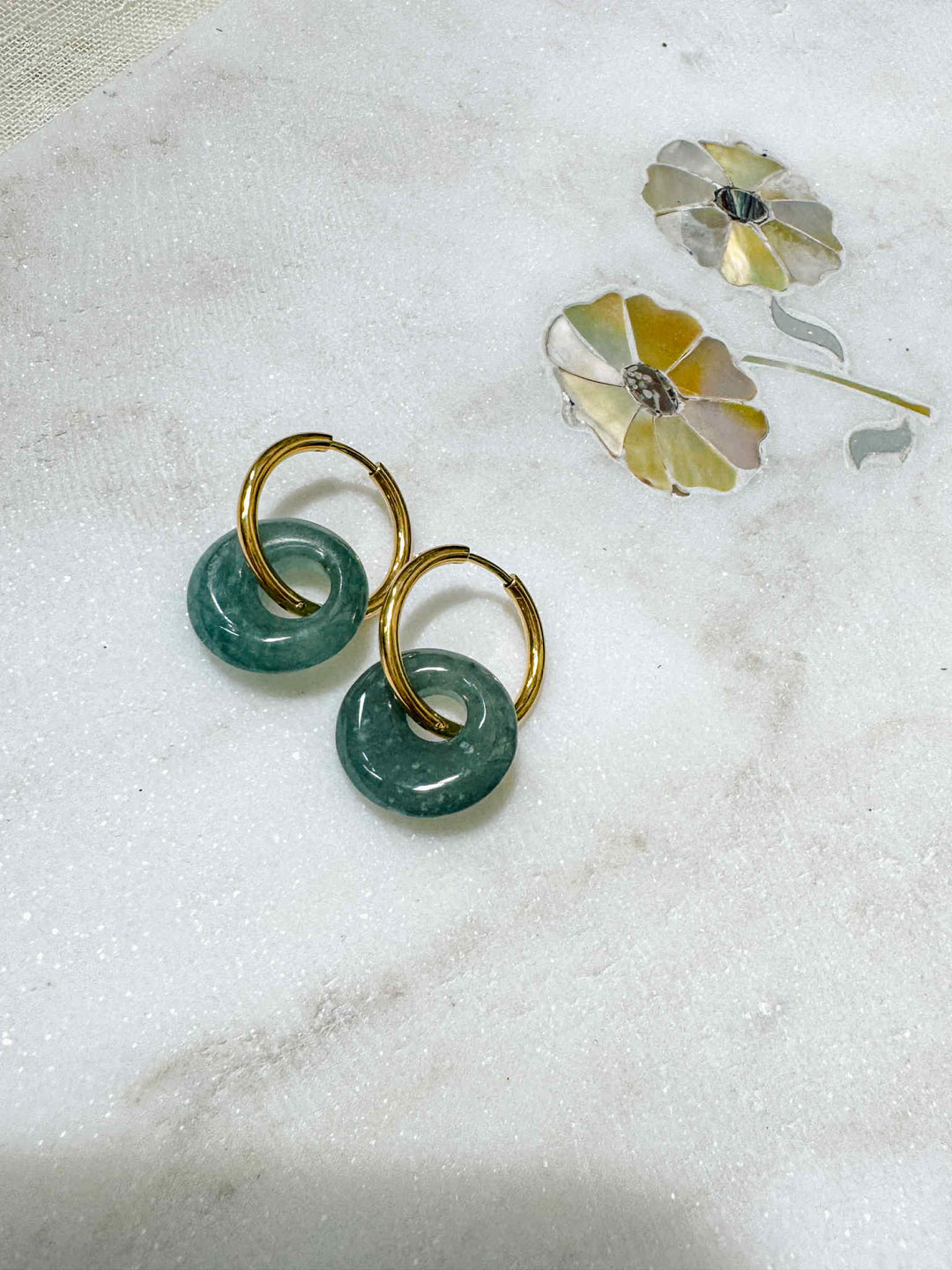 Jade Round Hoop Earrings