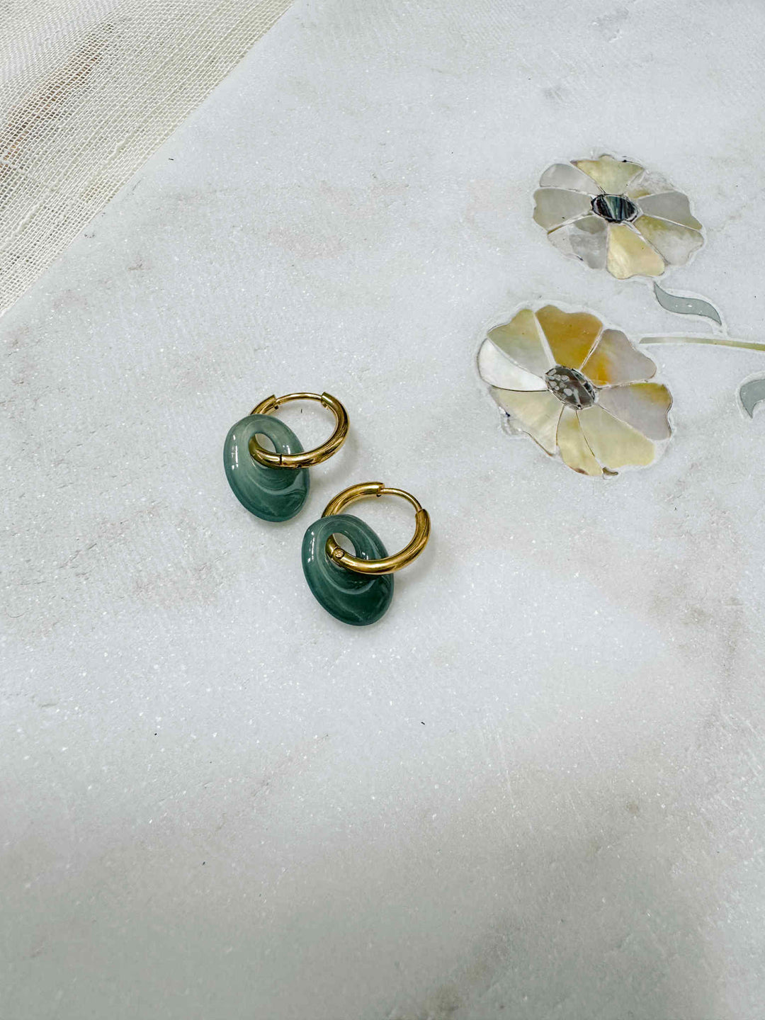 Jade Oval Hoop Earrings
